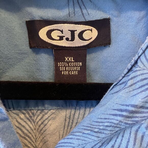 Mens GJC Hawaiian Shirt 2XL Button Palm Floral Marini XXL Summer 100% Cotton GUC - Picture 2 of 6
